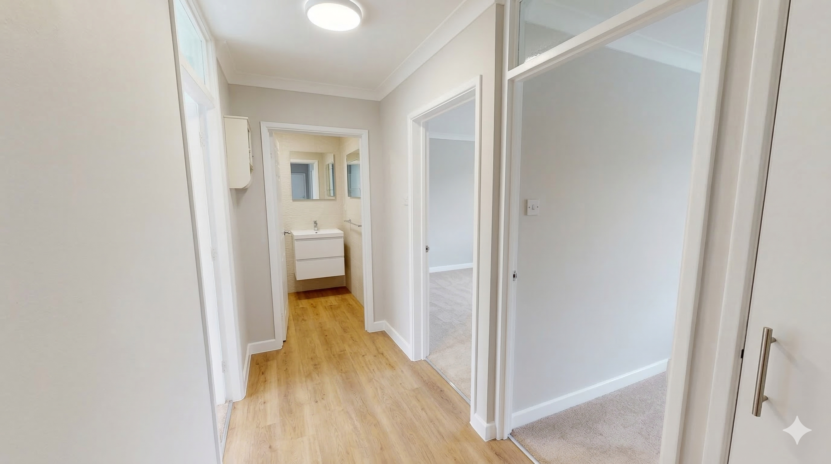 Hallway after renovation render